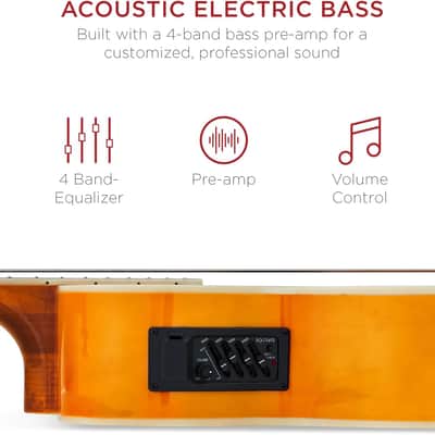 Full Size 4 String Acoustic Electric Bass Guitar Fretted Bass Guitar with Gig Bag image 4