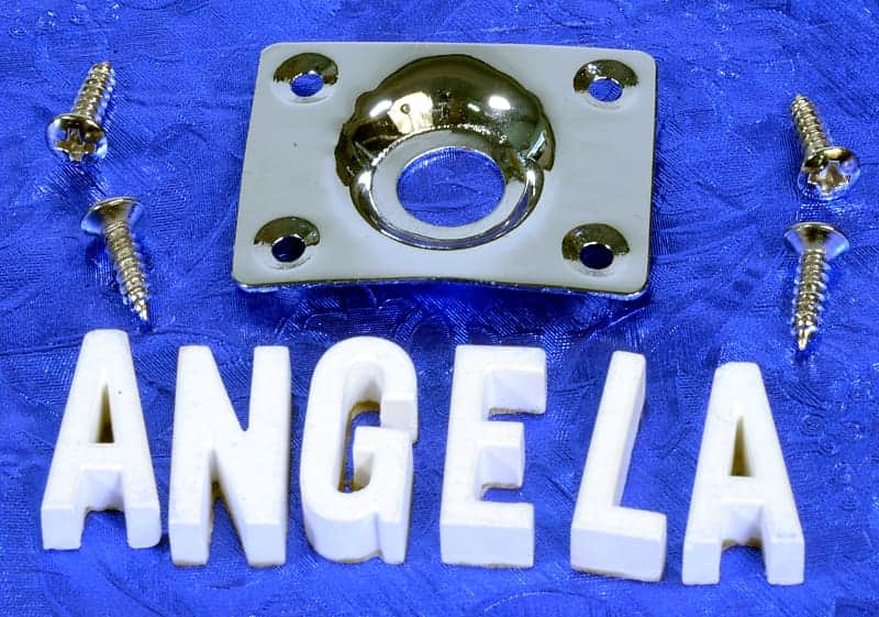 Rectangular Chrome Plated Steel Jack Plate + Screws For Import Guitars, #OJPS2 image 1
