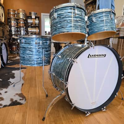 Drum Kits - 1970's Ludwig Classic Maple 14x24 8x12 9x13 14x16 (Concert Tom) Drum Kit (Bowling Ball Blue Oyster) image 11