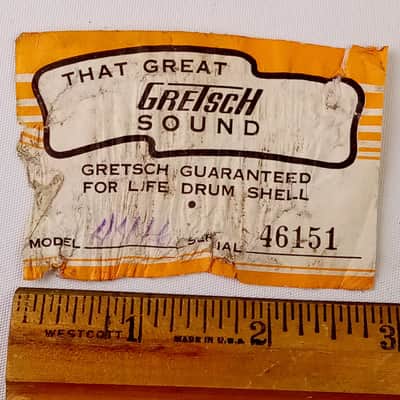 Gretsch #4416 9x13"Rack Tom Drum Paper Label Serial#46151 Vintage 60s Brooklyn image 1