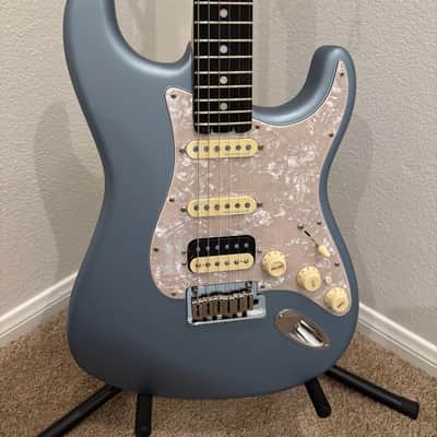 Fender American Elite Stratocaster HSS Shawbucker with Ebony Fretboard 2019 - Satin Ice Blue Metallic image 1