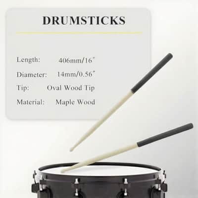 Drum Sticks for Drums, Natural Solid Wood丨Weight Balanced丨Non-Slip Grip, Live Performance & Drum Kit Practice Accessories, Percussion Drumsticks for Professional Beginner 2 Pairs image 2