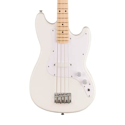 Squier Sonic Bronco Bass Guitar w/White Pickguard, Maple FB, Arctic White image 3