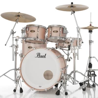 Pearl Masters Maple Gum 4-Piece Drum Set - 22/16/12/10 with R2 Air Tom System - Satin Rose Gold image 2
