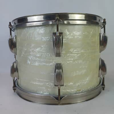 WFL Ludwig 9x13"White Marine Pearl Tom Drum Vintage WMP 3p Mahogany Nickel-Brass image 3