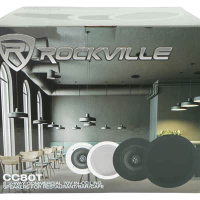 2) Rockville CC80T White 8" Commercial 70v Ceiling Speakers For Restaurant/ Bar image 17