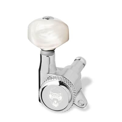 7 String Set - Guitar Monkey - Locking Tuners -   Small German Pearl  Buttons - Chrome image 1