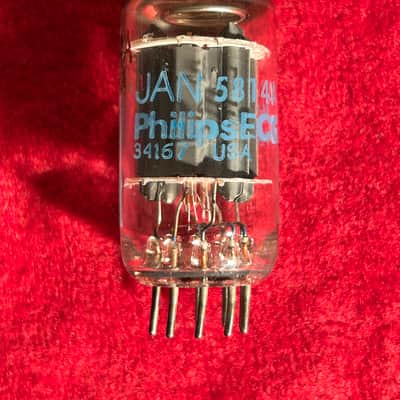 JAN Philips 12AU7 5814-A Matching Pair Vintage Military-Grade Audio Vacuum Tubes 1980s - Clear Glass/Blue Letter image 3