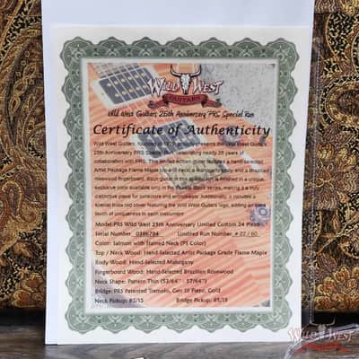 PRS Wild West Guitars 25th Anniversary Limited Run Wood Library Artist Package Custom 24 Piezo Salmon (Private Stock Color) 8.40 LBS (US Only / No International Shipping) image 12