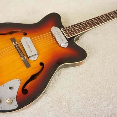Vintage 1960s Kawai Thinline Hollowbody Sunburst MIJ Teisco Era Player image 2