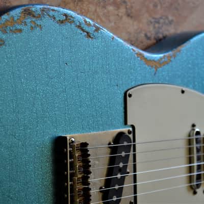 American Fender Custom Telecaster  Standard Relic Blue Sparkle image 6