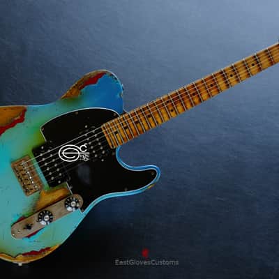 Fender Telecaster Blacktop HH Daphne Blue/Pelham Blue Heavy Aged Relic image 12