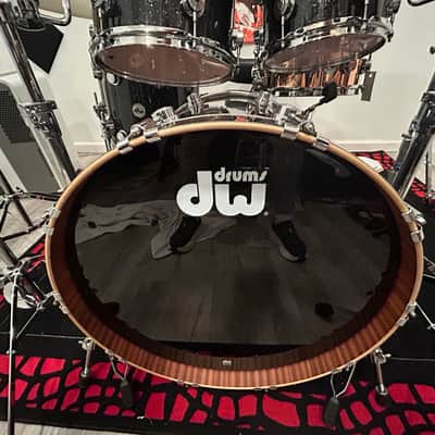 DW Collector's Series Maple/Mahogany Shells Full Kit w/ Hardware & Zildjian K Cymbals- Black Ice Finish w/ Copper Snare image 9