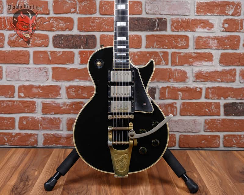 Gibson Les Paul Custom 3-Pickup with Bigsby Ebony 1960 w/Hardshell Case (Refin/Refret/Headstock Repair) image 1