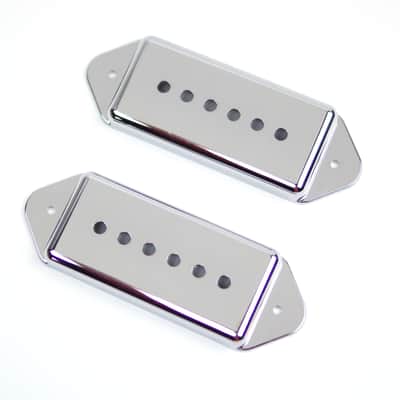 A Pair of P-90 p90 Dog-ear Pickup Replacement Covers 50mm & 52mm ,Chrome Plated /Plastic