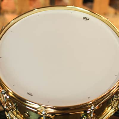 DW 5.5x14 Collector's Bell Brass Snare Drum w/ Gold Hardware image 4