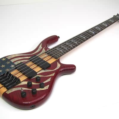 1976 USA Custom Made Electric Bass American Flag Model Red White & Blue Stars & Stripes Inlay wOHSC image 2