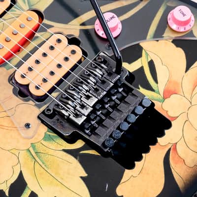 1997 Ibanez JEM77-FP Steve Vai Signature Vintage Guitar Black Floral Pattern image 8