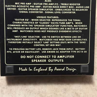 Direct Box / Pre-Amp / Speaker Simulator Award Matchbox MB10 D.I. Box Made in UK image 5