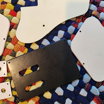 Epiphone Repairman Special - 12 pieces - Cream Black Back Plates Input Jacks Pickguard Floyd Rose Jackson ESP image 8