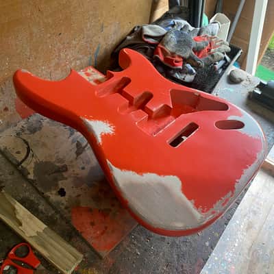 Stratocaster Body, Nitro paint, Fiesta red relic, 100% handcrafted in Italy image 10