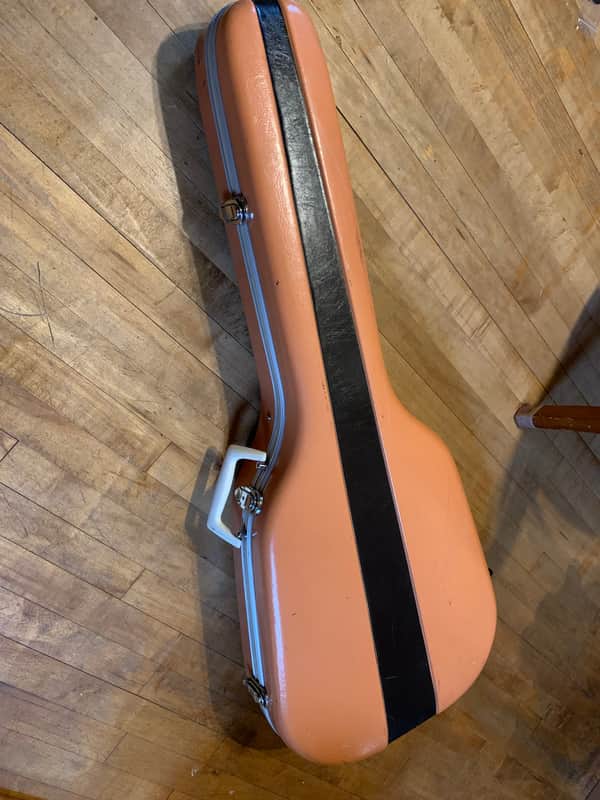 Vintage MIJ Japanese Acoustic guitar dreadnought Case 1970’s 70’s- Salmon Pinw blue interior fits Yamaha FG-180 red label and others image 1