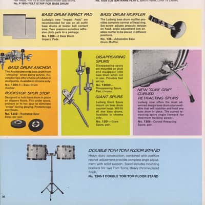 Ludwig #1345-1 Double Tom Drum Floor Stand Tripod Base Vintage 70s Post Receiver image 9