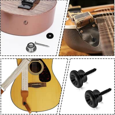 4 PCS Guitar Strap Buttons Black Guitar Strap Lock Buttons Mushrooms Head Guitar Strap Button Electric Guitar Strap Locks Guitar Security Lock for Guitar Bass Ukulele image 4