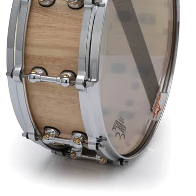 Pearl StaveCraft 14"x5" Maximum Volume Snare Drum with 20mm Thai Oak shell, Makha DadoLoc and MasterCast Die-Cast Hoops in Hand-Rubbed Natural Satin Finish image 5