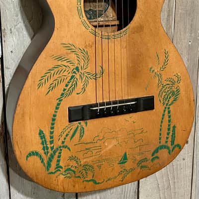 1932 Supertone Hawaiian Scene Parlor, Incredible Vintage Parlor! Comes With Pro Set Up! image 3