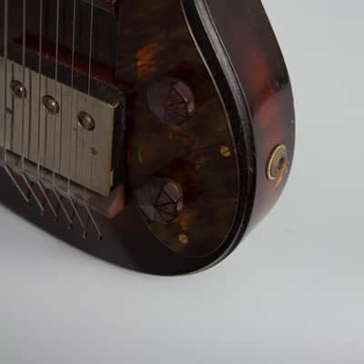 Unlabelled Lap Steel Electric Guitar, made by Harmony (1939), black gig bag case. image 9