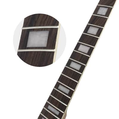 Electric Guitar Neck Triangular head 22 Fret 628mm Mahogany Rosewood Electric Guitar Head Necks Normal nut Bolt on heel With Binding Block Inlay image 6