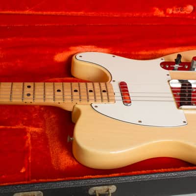 Fender  Telecaster Solid Body Electric Guitar (1973), ser. #395697, original black tolex hard shell case. image 14