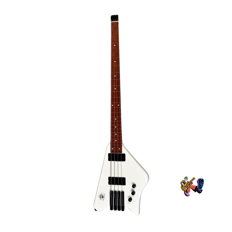 BootLegger Guitar Ace  Gen 1 Headless Bass White 7.8 Pounds White Stiletto Case &  Flask image 1
