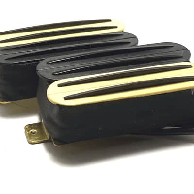 Dragonfire Quad Rail Humbuckers Four Blade Rail Style Passive 23K Pickup Set ~ Cream Black Zebra #2 Black Rails image 2