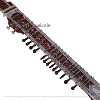 SITAR~RAVI SHANKAR STYLE~7 STRINGS~DESIGNER TUN WOOD~PICKUP TO CONNECT WITH AMPLIFIER~FLAT~WITH GIG BAG, MIZRABS & STRINGS image 9