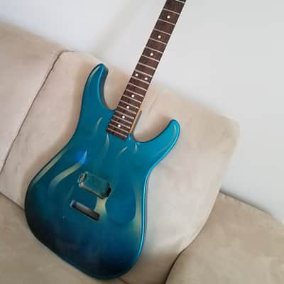 Chandler Super Strat Body And Neck - 80s? 90s? Blue Flame - Similar to Kramer or Jackson image 2