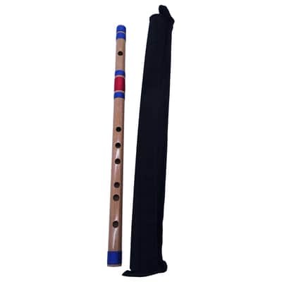 Zaza Percussion- Professional 6 Holes Polished Bamboo Flute Scale D 16.5'' (Indian Flute) W/Carry Bag image 2