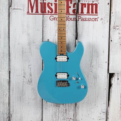 Eart Guitars TL-380 Electric Guitar Roasted Maple Neck Gloss Metal Blue Finish image 2