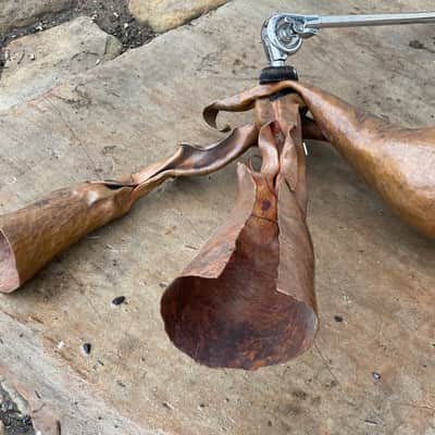 3 Custom Hammered Raw Copper Cowbells 14"-16" FX Chimes image 12