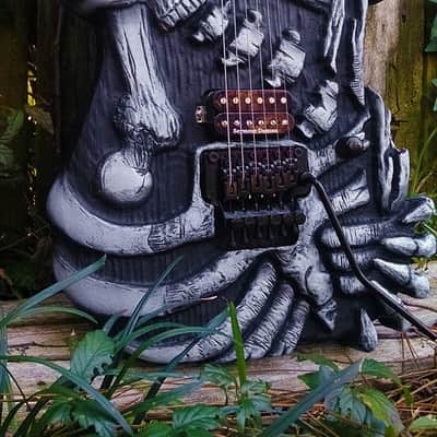 Hand carved Hembry Skull and Bones guitar for George Lynch mom, ESP, J Frog fans image 24