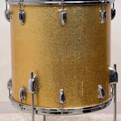 Slingerland 22/22/12/13/16/5.5x14" VIDEO Vintage 60's Drum Set - Gold Sparkle image 23