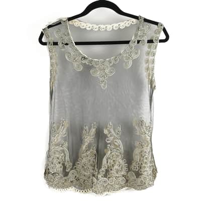Sheer Mesh Tank Top w/ Embroidered Detailing Owned by Sheila E. image 1