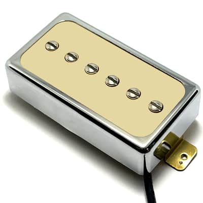 Dragonfire H90 BRIDGE Pickup ~ Humbucker Sized / Cased P90 Performance, Chrome Ring w/ Cream Inlay image 1