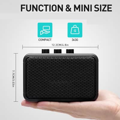 Mini Electric Guitar Amplifier, with Clean Overdrive Effects,Support BT/Headphone Connection,5W Indoor Music Pratice Speaker (Dark) image 2