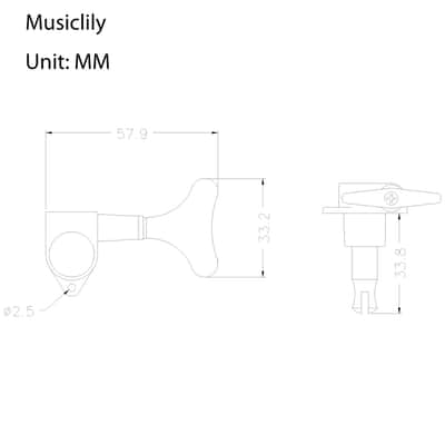 Musiclily 2+2 Set Electric Bass Sealed String Tuning Pegs Keys Machines Heads Tuners,Black image 4