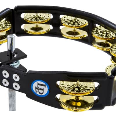 Latin Percussion LP179 Cyclops Mountable Tambourine with Double Row Dimpled Brass Jingles Black