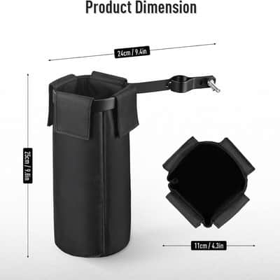Drum Stick Bag, Nylon Drumstick Bag Removable, Drumstick Holder with Clamp-On Lockable Alloy Steel Heavy Duty Clamp for Drumsticks Mallets Up to 5 Pairs, Black image 2