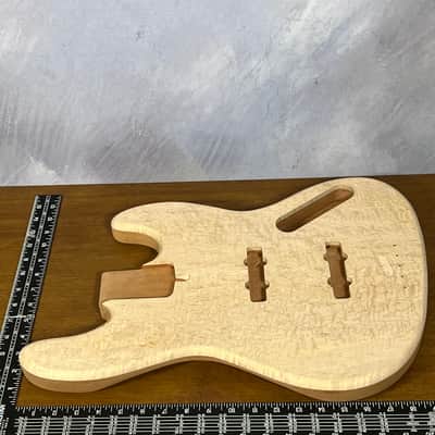 High End Offset Bass Body NOS Blistery Quilted Maple Top, solid one piece Mahogany Back - Unfinished - Front Routed - Luthier Supply R42 image 14