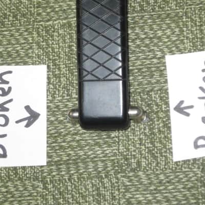 lite use (one mounting piece is broken) genuine Vox Black Plastic Dogbone Style Guitar Amplifier Handle with VOX logo and Diamond Pattern [Black hard - but flexible Plastic /  Metal Nickel mounting pieces (1 mounting piece is broken) + screws (from 2000) image 14